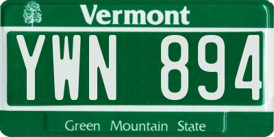 VT license plate YWN894