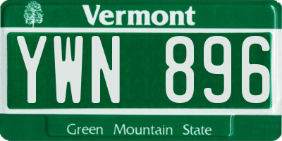 VT license plate YWN896