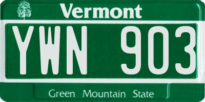 VT license plate YWN903