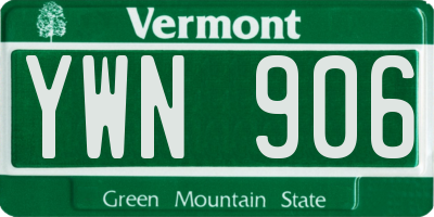 VT license plate YWN906
