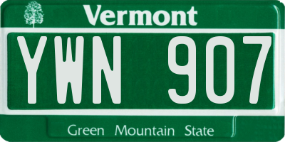 VT license plate YWN907