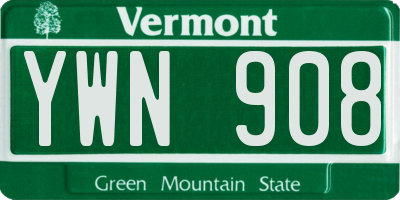 VT license plate YWN908
