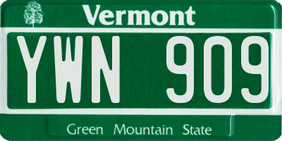 VT license plate YWN909