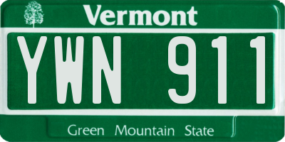VT license plate YWN911