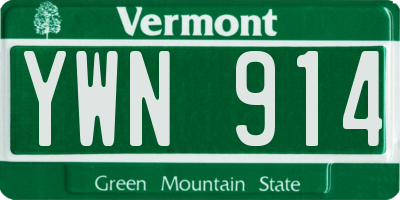 VT license plate YWN914