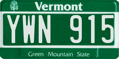 VT license plate YWN915