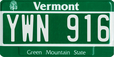 VT license plate YWN916