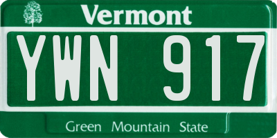 VT license plate YWN917