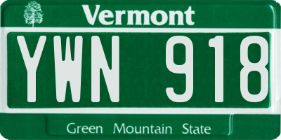 VT license plate YWN918