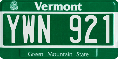 VT license plate YWN921