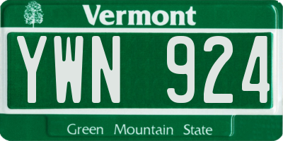 VT license plate YWN924