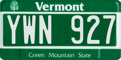 VT license plate YWN927