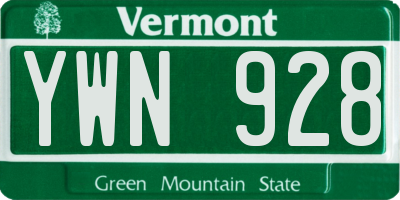 VT license plate YWN928