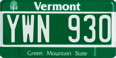 VT license plate YWN930