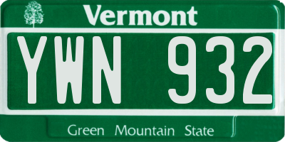 VT license plate YWN932