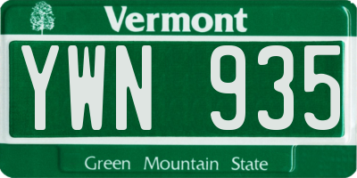 VT license plate YWN935
