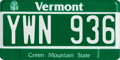 VT license plate YWN936