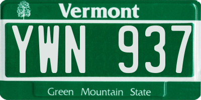 VT license plate YWN937