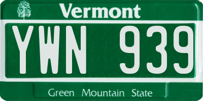 VT license plate YWN939