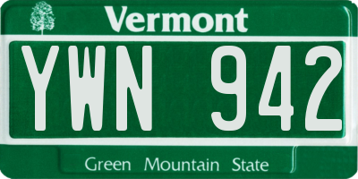VT license plate YWN942