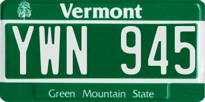 VT license plate YWN945
