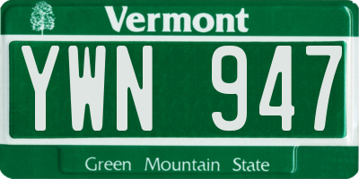 VT license plate YWN947