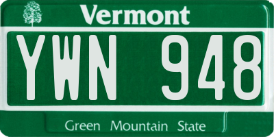 VT license plate YWN948