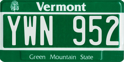 VT license plate YWN952