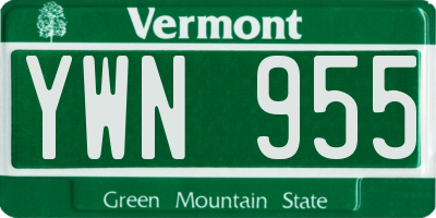 VT license plate YWN955