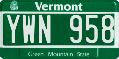VT license plate YWN958