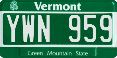 VT license plate YWN959