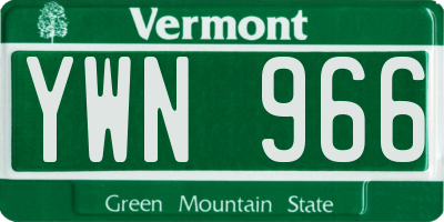 VT license plate YWN966