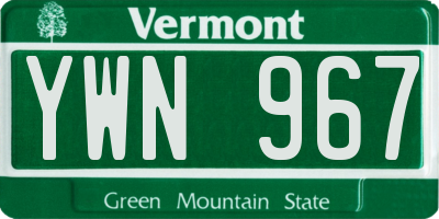 VT license plate YWN967
