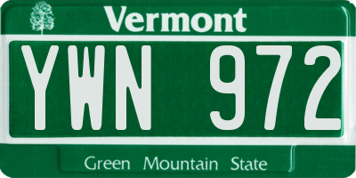 VT license plate YWN972