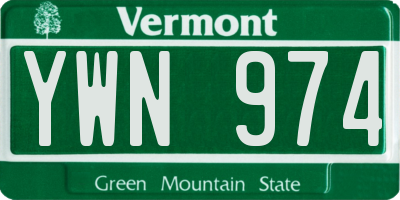 VT license plate YWN974