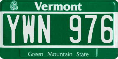 VT license plate YWN976