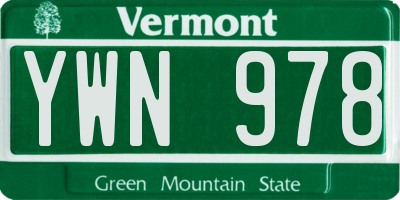 VT license plate YWN978