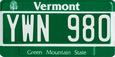 VT license plate YWN980