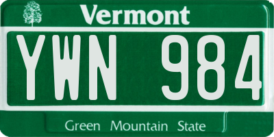 VT license plate YWN984