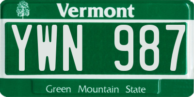 VT license plate YWN987