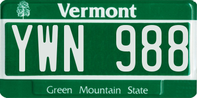 VT license plate YWN988