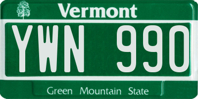 VT license plate YWN990