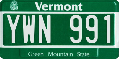 VT license plate YWN991