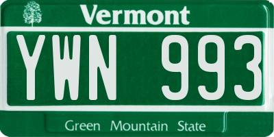 VT license plate YWN993