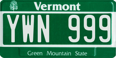 VT license plate YWN999