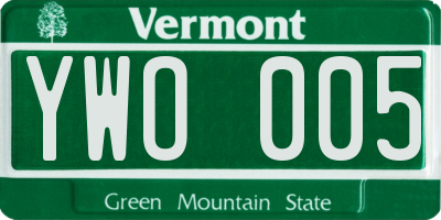 VT license plate YWO005