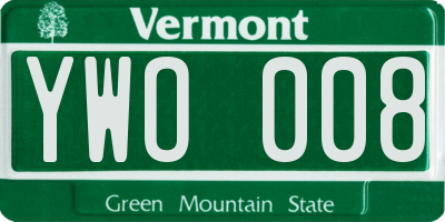 VT license plate YWO008