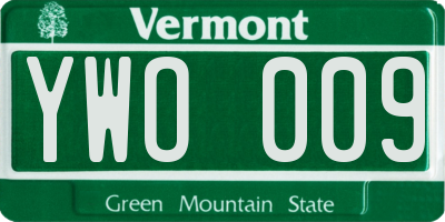 VT license plate YWO009