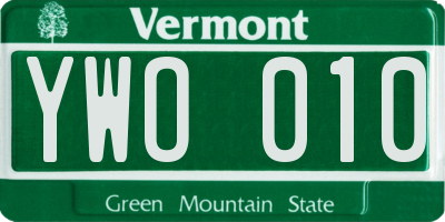 VT license plate YWO010
