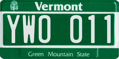 VT license plate YWO011